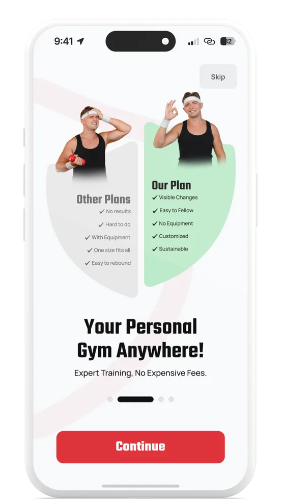 BodyTune coaching screen suggesting the next workout based on recovery