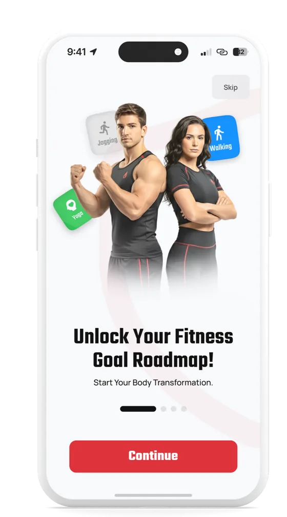 BodyTune goal tracking screen with a weekly progress chart